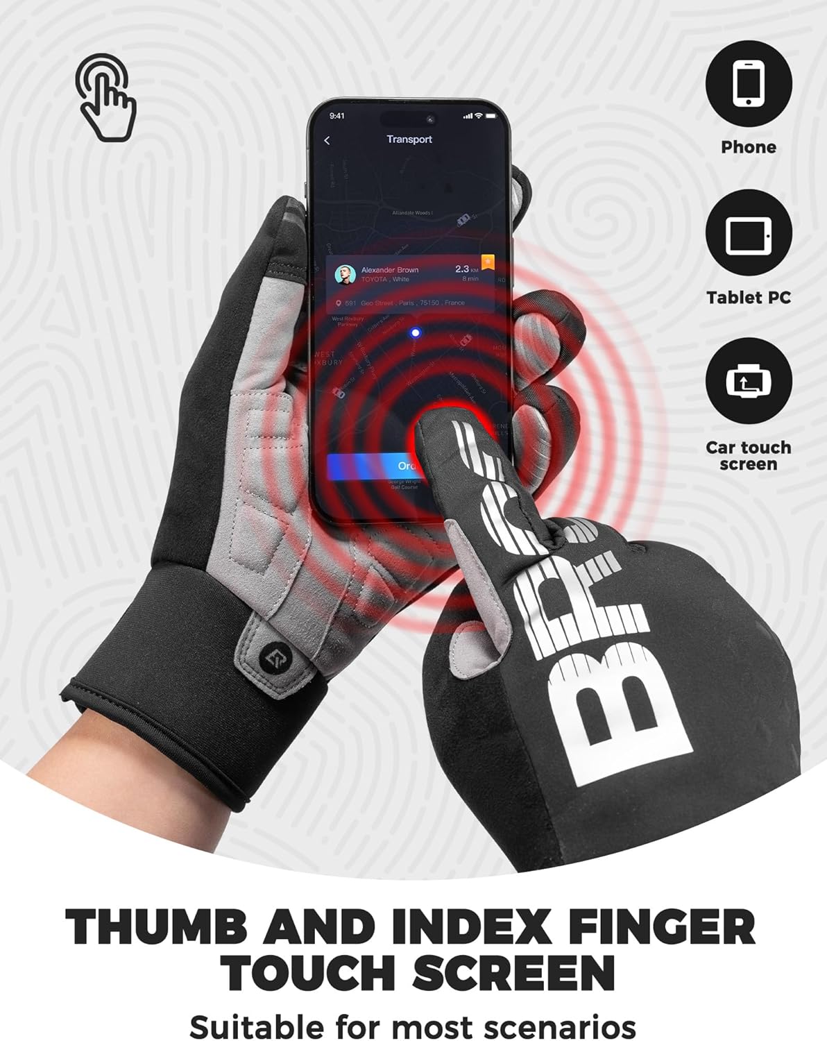ROCKBROS Guantes de bicicleta para mujer y hombre, invierno, guantes cálidos con Thinsulate compatibles con pantalla táctil, guantes deportivos para ciclismo, MTB, escalada, correr y actividades al aire libre