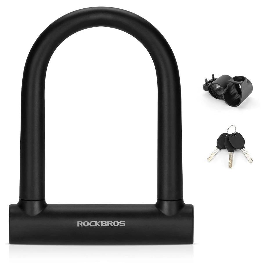 ROCKBROS #Ebike candado de manillar de alta seguridad, 22 mm de diámetro, de acero aleado, con 3 llaves y funda de silicona, resistente a los robos, para bicicleta, motocicleta y MTB, tu actualización de seguridad