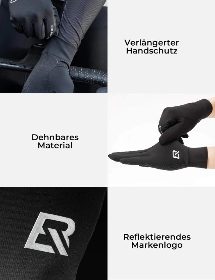 ROCKBROS guantes de ciclismo antideslizantes reflectantes con inserciones térmicas, compatibles con pantalla táctil, para conducción en invierno y bicicleta eléctrica protegete del frío