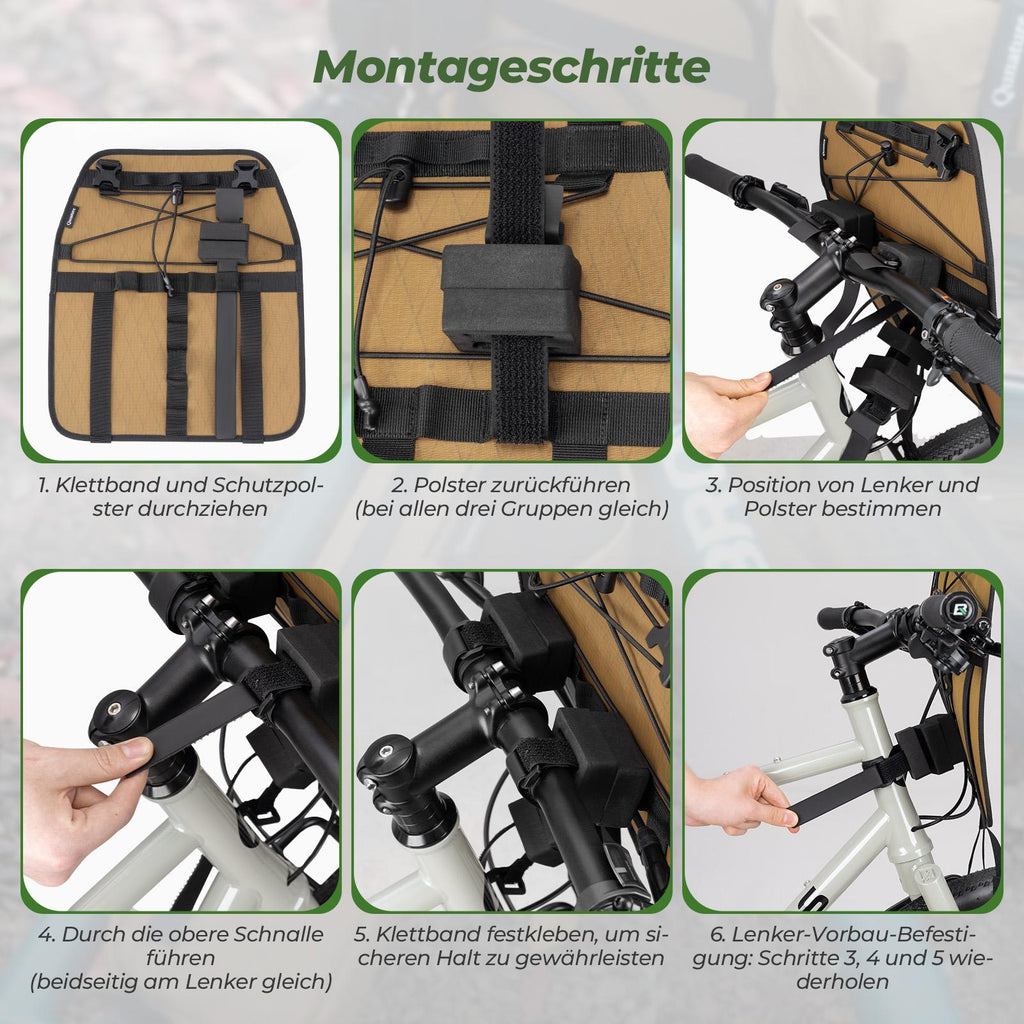 ROCKBROS soporte de manillar para bolsas delantera, fijación robusta, hasta 12 litros y 54 cm de an., universalmente compatible, estable y a prueba de arañazos, para bicicletas de carretera, gravel y montaña