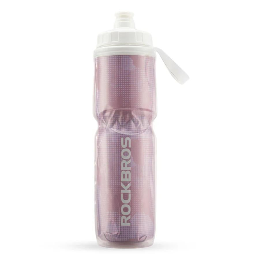 ROCKBROS botella de agua para bicicleta 670 ml, a prueba de fugas, botella deportiva con tapa de presión, sin BPA, ligera y robusta, para entrenamiento en bicicleta y senderismo, rosa