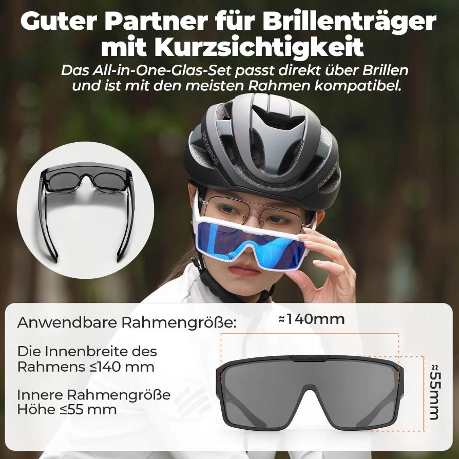 ROCKBROS Gafas de ciclismo Polarizadas Gafas de sol al aire libre Gafas sobre gafas MTB Bicicleta de carretera