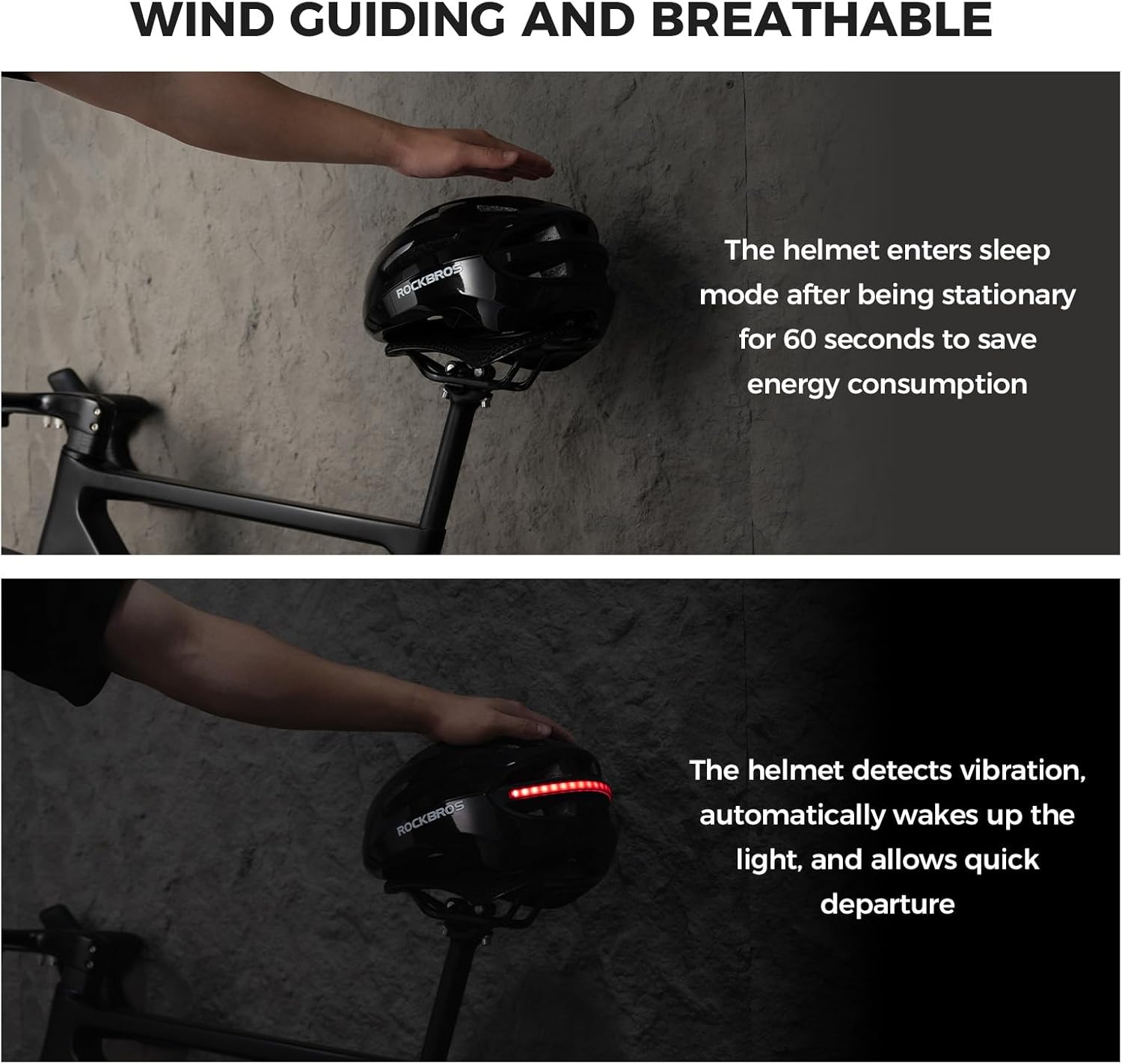 Casco de bicicleta ROCKBROS con luz trasera LED y control remoto – casco para MTB, bicicleta de carretera y e‑bike para mujeres y hombres, casco de seguridad