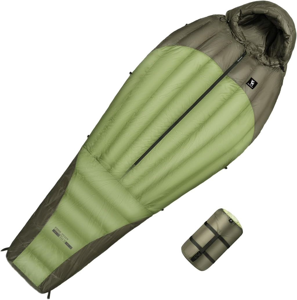 ROCKBROS Qunature saco de dormir ultraligero para -10°C a -5°C diseño mumia con relleno de 90% de plumas & protección antiviento 3D ideal para camping al aire libre & excursiones de montaña