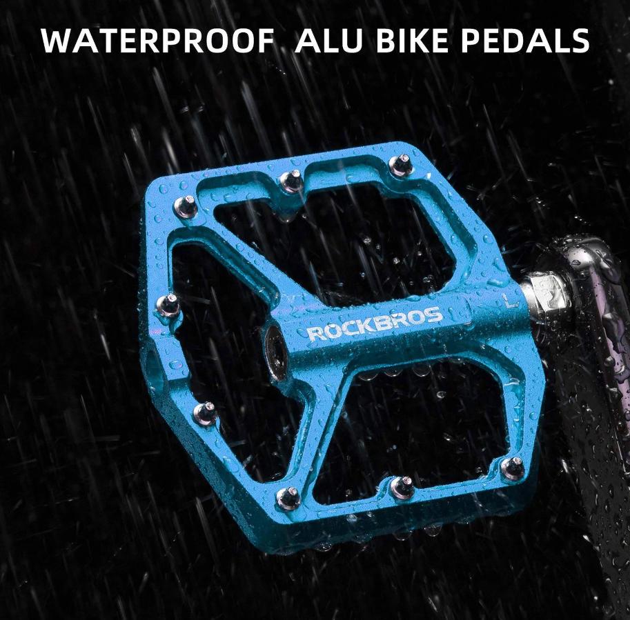 ROCKBROS Pedal de Aluminio 9/16 inch con Plataforma Ancha de 104mm y Super Agarre 8 Puntas de Acero Inoxidable CNC Precisión para MTB E-Bike & Bicicleta Urbana