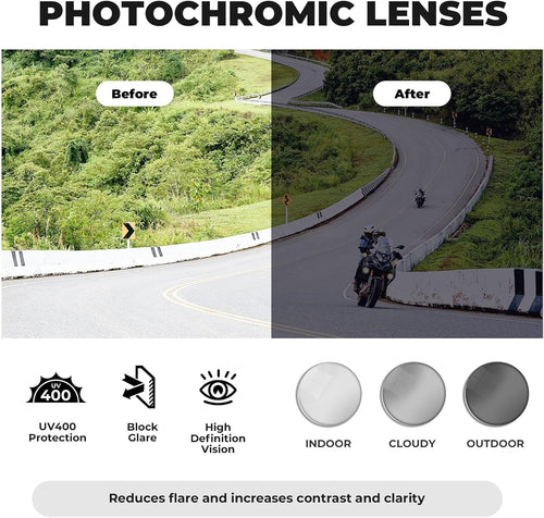 Gafas de ciclismo ROCKBROS con tinte automático para hombres y mujeres, gafas fotocromáticas UV400, gafas deportivas con montura TR90 ultraligeras para bicicleta y MTB, ideales para pesca