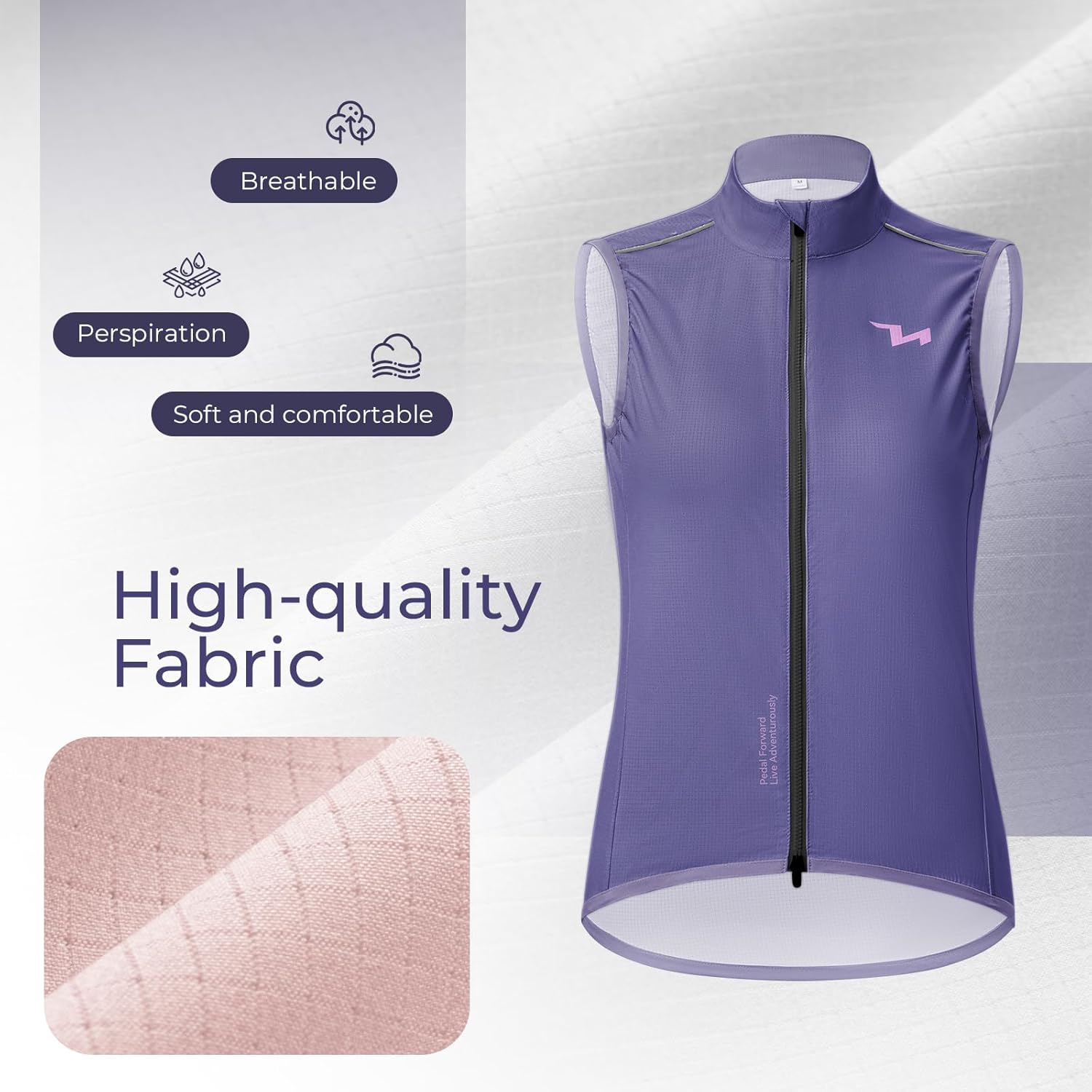 ROCKBROS chaleco de ciclismo para mujer cortavientos, ultraligero y transpirable, ajuste entallado con elementos reflectantes, cremallera bidireccional YKK para máxima libertad de movimiento