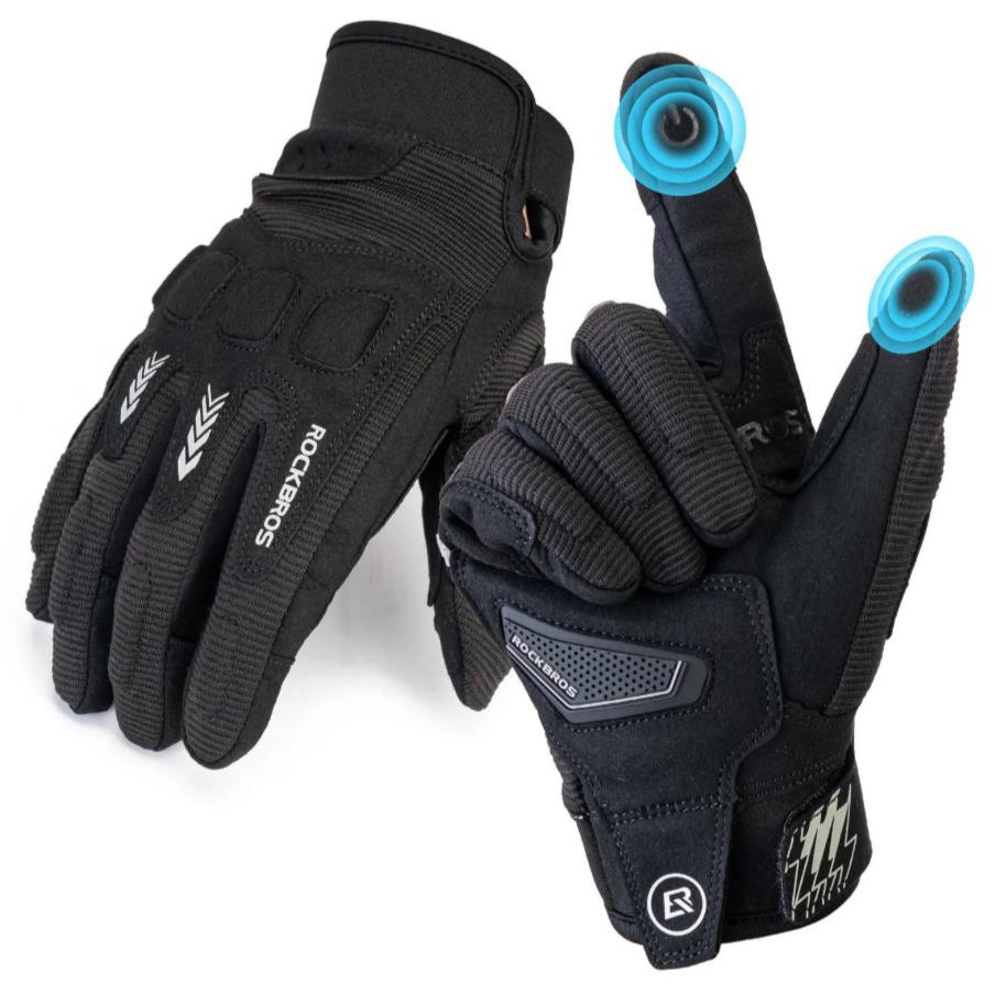 ROCKBROS guantes de ciclismo térmicos de dedos largos guantes MTB unisex hombre protección 3D contra impactos antideslizante con agarre compatibles con pantalla táctil ultraligeros transpirables para ciclismo correr senderismo esquí