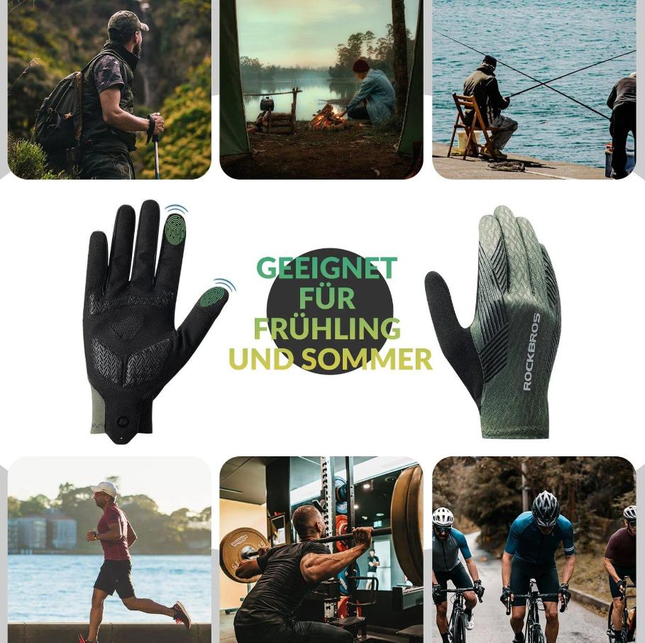 ROCKBROS Guantes Ciclismo Mujer/Hombre Pantalla Táctil Antideslizante Delgado
