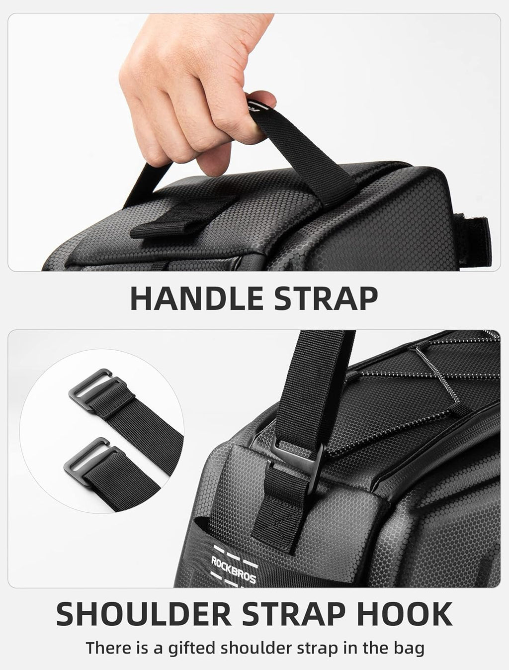 ROCKBROS Bolsa de Portaequipajes para Bicicleta 9L Impermeable con Cubierta de Lluvia y Correa de Hombro Cintas Reflectantes y 4 Correas Ajustables con Cierre de Velcro para Mayor Seguridad y Estabilidad