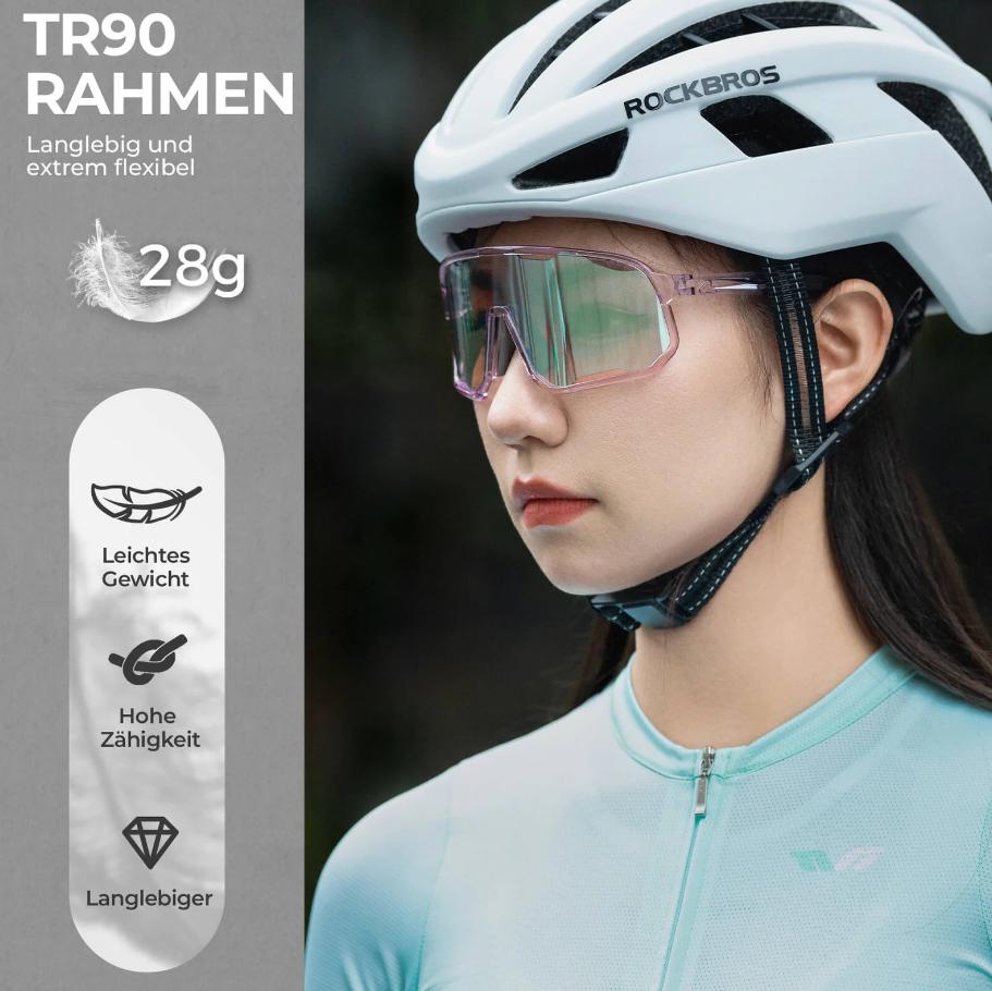ROCKBROS Gafas de ciclismo Gafas de sol fotocromáticas Protección UV Almohadillas nasales intercambiables Mujeres/hombres