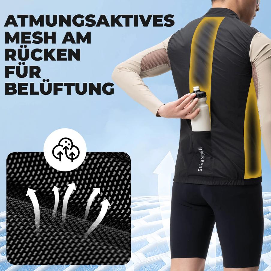 ROCKBROS chaleco de ciclismo sin mangas cortavientos y transpirable, plegable con bolsillo trasero y elementos reflectantes para la máxima libertad de movimiento