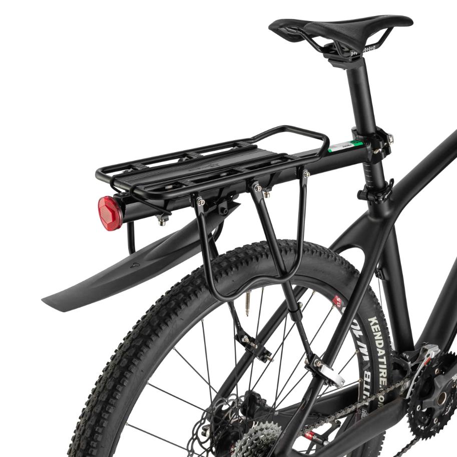 ROCKBROS portapaciente de bicicleta de aluminio robusto y ligero para MTB/trekking de 24–29 inch con guardabarros y reflector, ideal para ir al trabajo y bikepacking