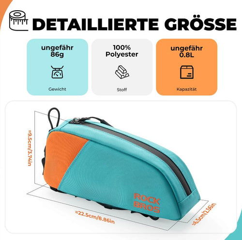Bolsa de Tubo Superior de Bicicleta Cierre de Lazo Rápido y Fijación de Cuerda Elástica 0.8L