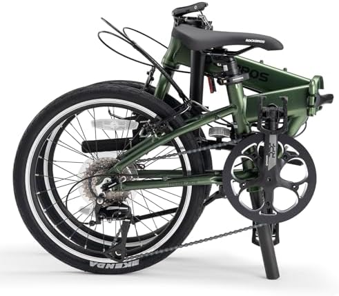 ROCKBROS bicicleta plegable de 20 inch de aluminio con 8 velocidades y frenos de disco, portátil y compacta para unisex (hombres y mujeres), diseño de plegado rápido, lista para la ciudad, duradera