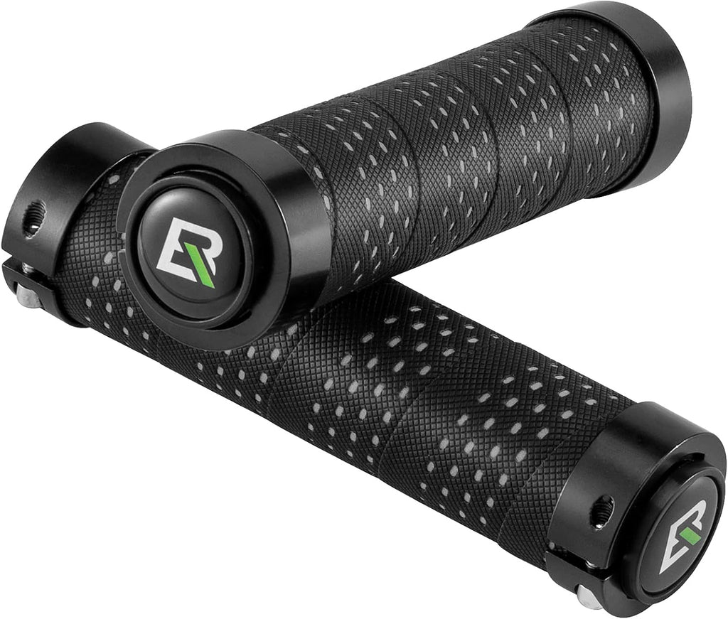 ROCKBROS Antideslizantes y con amortiguación de impactos, empuñaduras de manillar para bicicleta, diseño lock-on para MTB, carretera y e‑bike, en negro/rojo/azul/multicolor