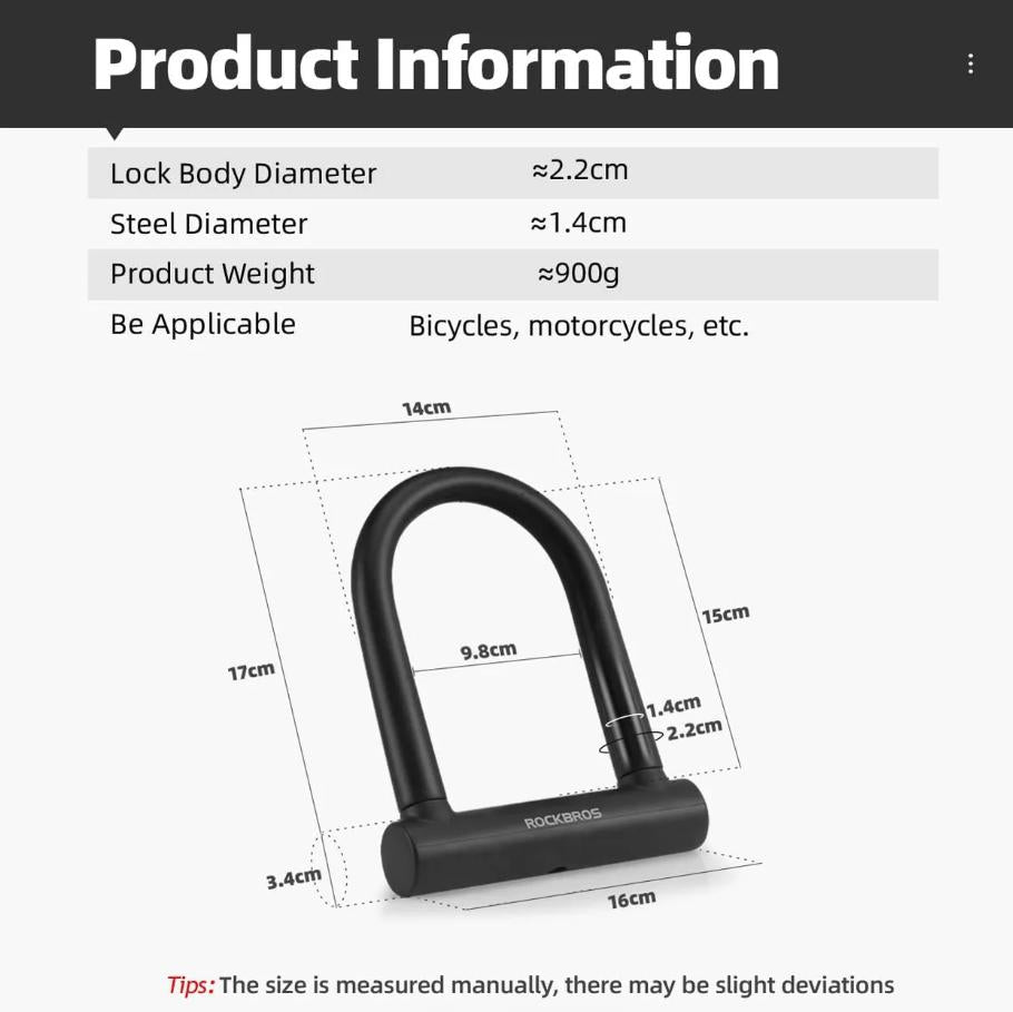 ROCKBROS #Ebike candado de manillar de alta seguridad, 22 mm de diámetro, de acero aleado, con 3 llaves y funda de silicona, resistente a los robos, para bicicleta, motocicleta y MTB, tu actualización de seguridad