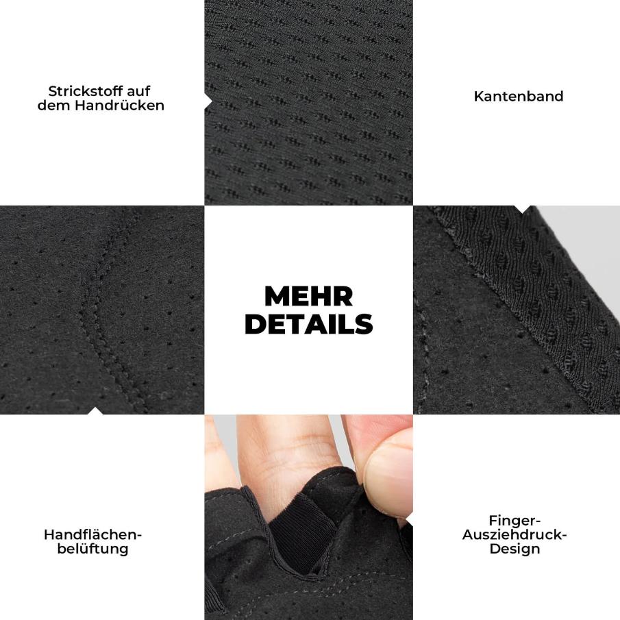 ROCKBROS Guantes de Ciclismo de Medio Dedo Antideslizantes Acolchados Absorción de Impactos Transpirables Tejido de Malla para Circulación de Aire y Comodidad Ideal para Ciclismo Correr y Senderismo