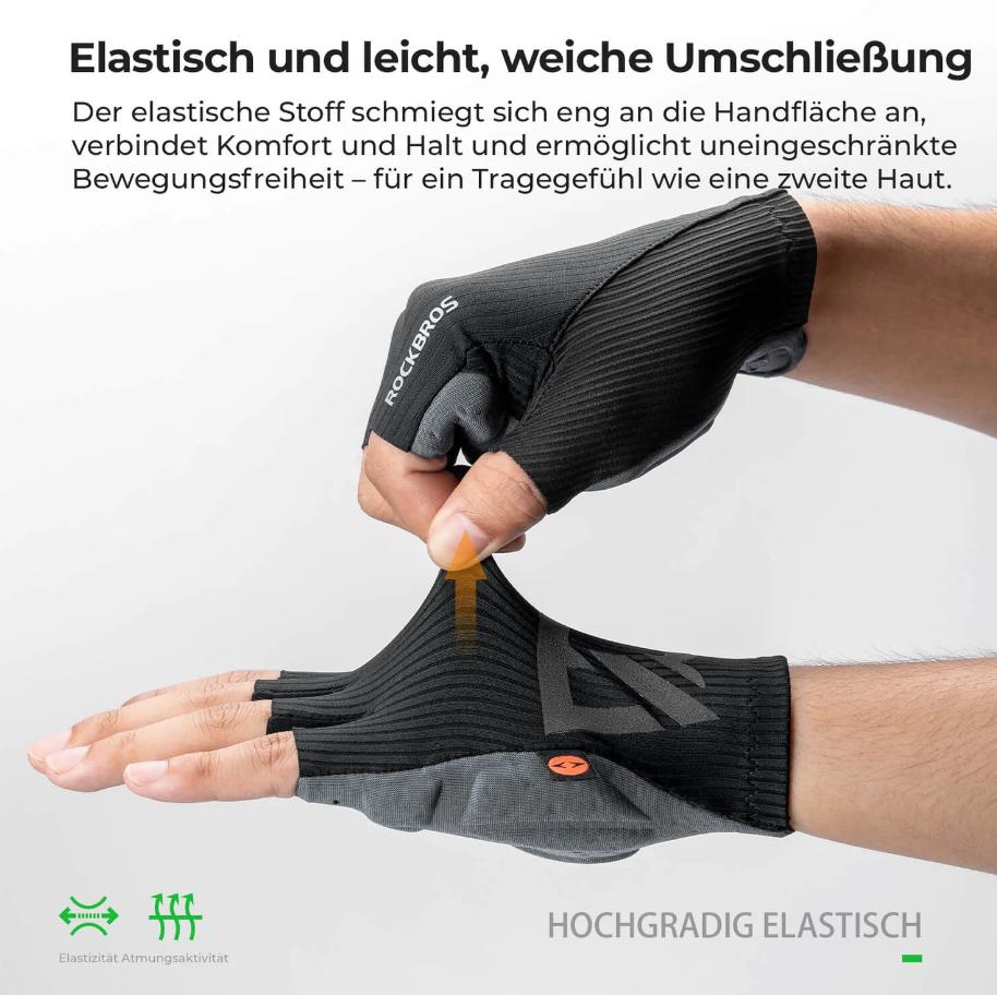 Guantes de Ciclismo de Medio Dedo Elásticos Interface - Cojín de Espuma de Alta Densidad Italiana, Diseño 3D Ergonómico, Ventilación Integral, Palma Antideslizante, Tiras de Liberación Rápida & Cobertura Extendida del Muñec