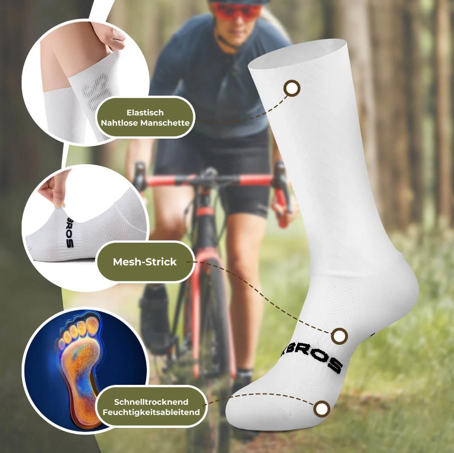 ROCKBROS calcetines de ciclismo, transpirables, de compresión, de 95% poliamida y 5% elastano, con tejido de malla para una ventilación y comodidad óptimas