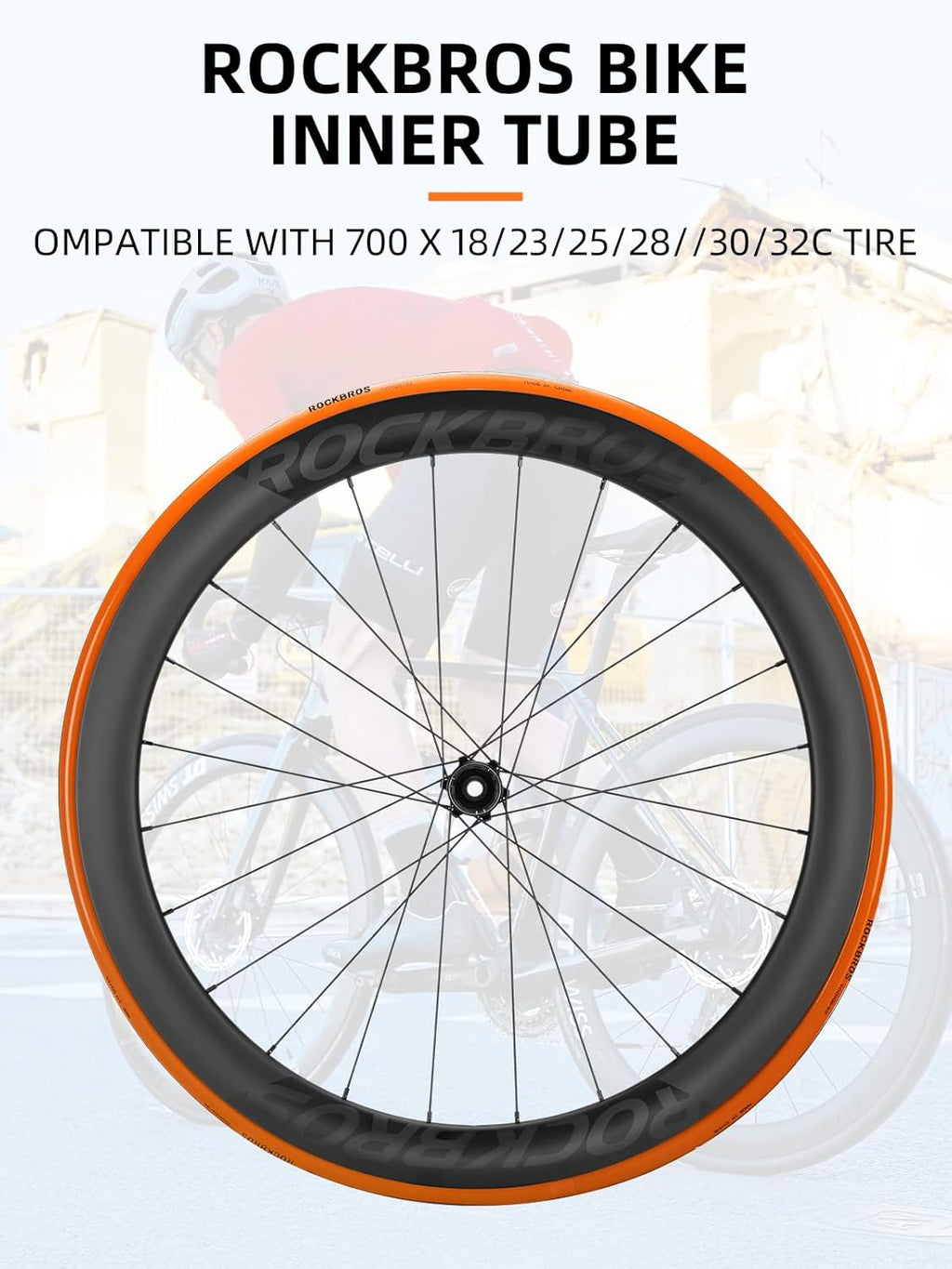 ROCKBROS Tubo de bicicleta 700C 35 g TPU para bicicleta de carretera con válvula Presta 65 mm/85 mm, compatible con 700 x 18/23/25/28/30/32 C