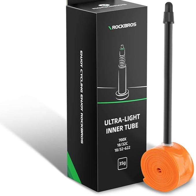 ROCKBROS Tubo de bicicleta 700C 35 g TPU para bicicleta de carretera con válvula Presta 65 mm/85 mm, compatible con 700 x 18/23/25/28/30/32 C