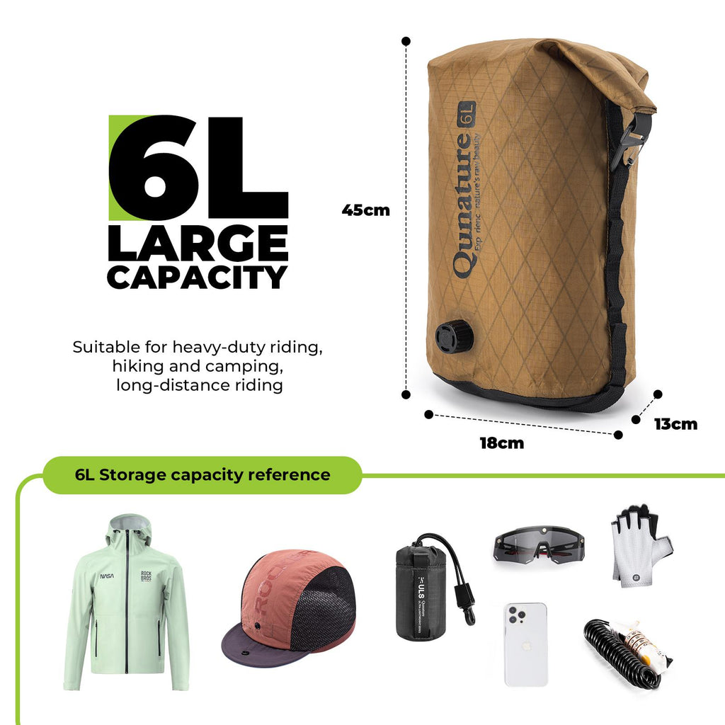 ROCKBROS Qunature bolsa de manillar 12L impermeable & ligera para bicicleta y outdoor gran capacidad para aventuras al aire libre ultraligera 100% resistente al agua accesorios para bicicletas de ciudad ciclismo