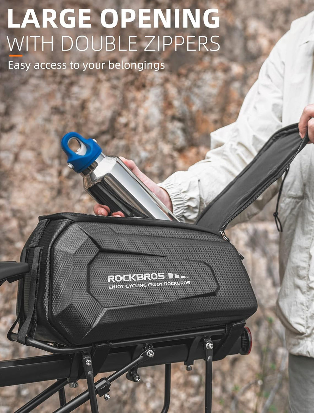 ROCKBROS Bolsa de Portaequipajes para Bicicleta 9L Impermeable con Cubierta de Lluvia y Correa de Hombro Cintas Reflectantes y 4 Correas Ajustables con Cierre de Velcro para Mayor Seguridad y Estabilidad