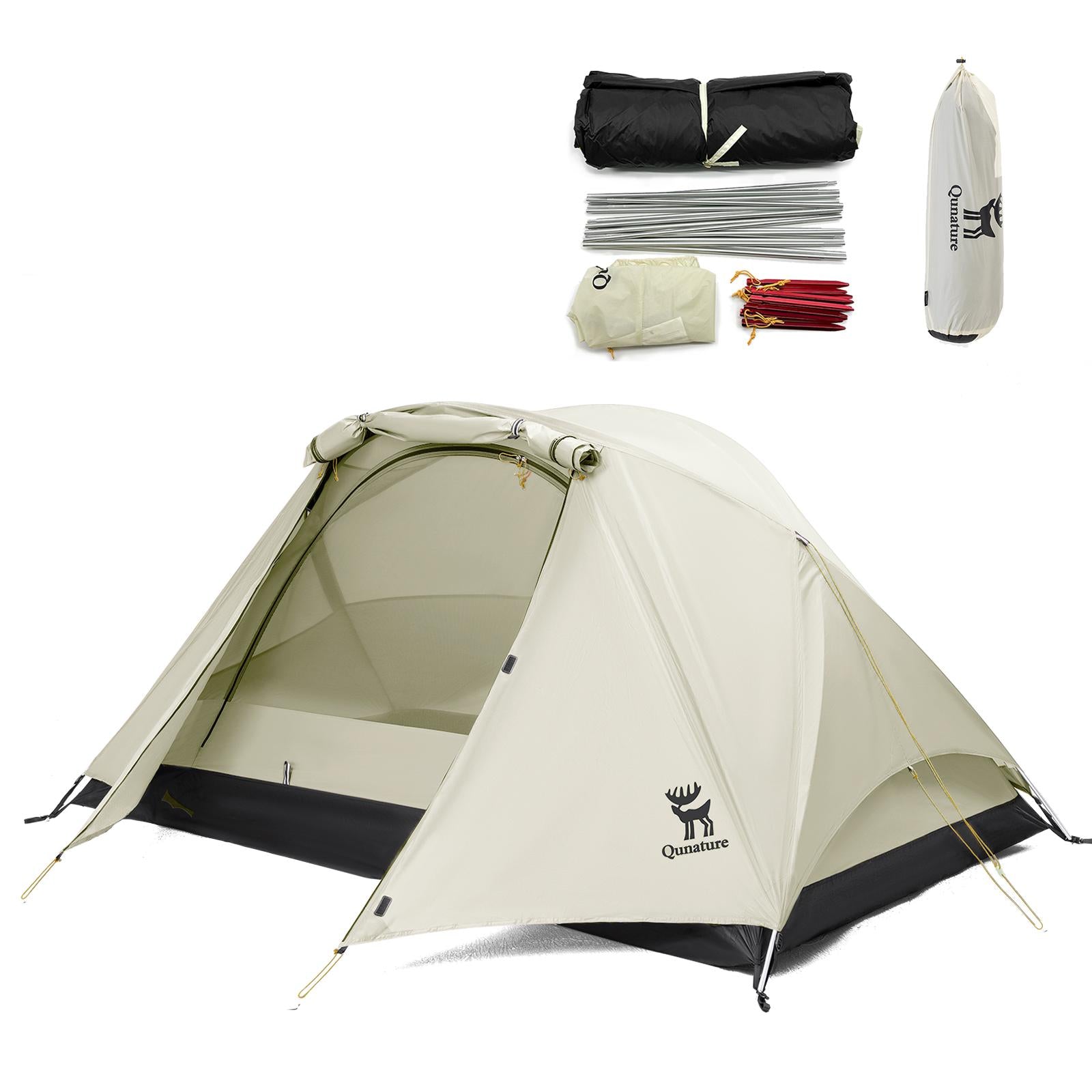 ROCKBROS Qunature tienda de campaña para 2 personas, impermeable & techo desmontable, estructura en X, ultraligera, para camping, senderismo y actividades al aire libre