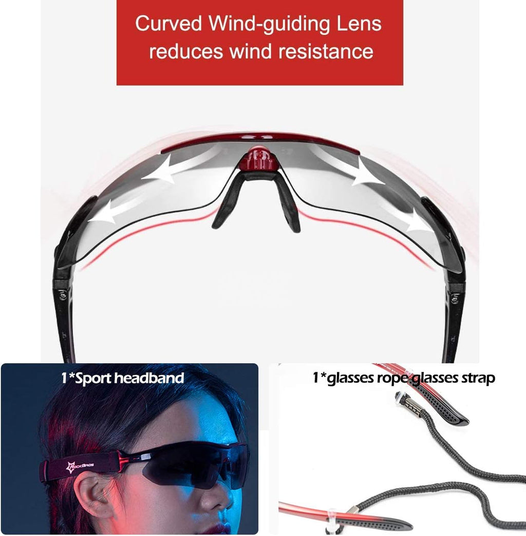 Gafas de ciclismo ROCKBROS polarizadas con 5 lentes intercambiables para mujer y hombre, gafas deportivas para bicicleta, aptas para deportes al aire libre como ciclismo, correr y pesca; gafas de ciclismo estilo ciervo