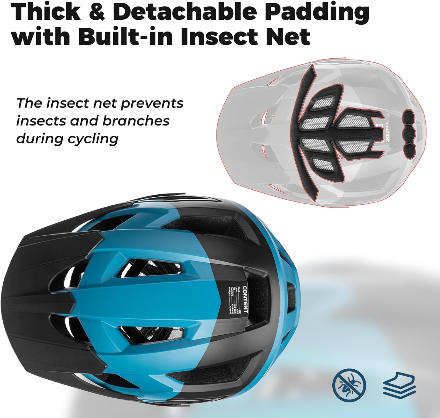 ROCKBROS casco de bicicleta certificado CE, casco de seguridad para hombres y mujeres, compatible con MTB y carretera, accesorios, talla única 56–62 cm