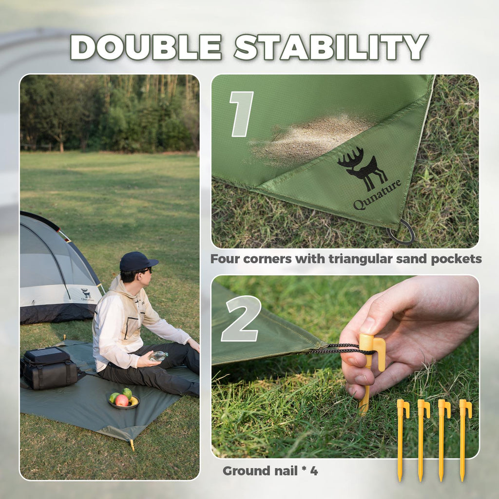 ROCKBROS Manta de picnic mini ligera y plegable – impermeable, a prueba de viento y portátil para acampada, parque, playa, picnic al aire libre – con mosquetón y estacas, compacta y resistente para llevar
