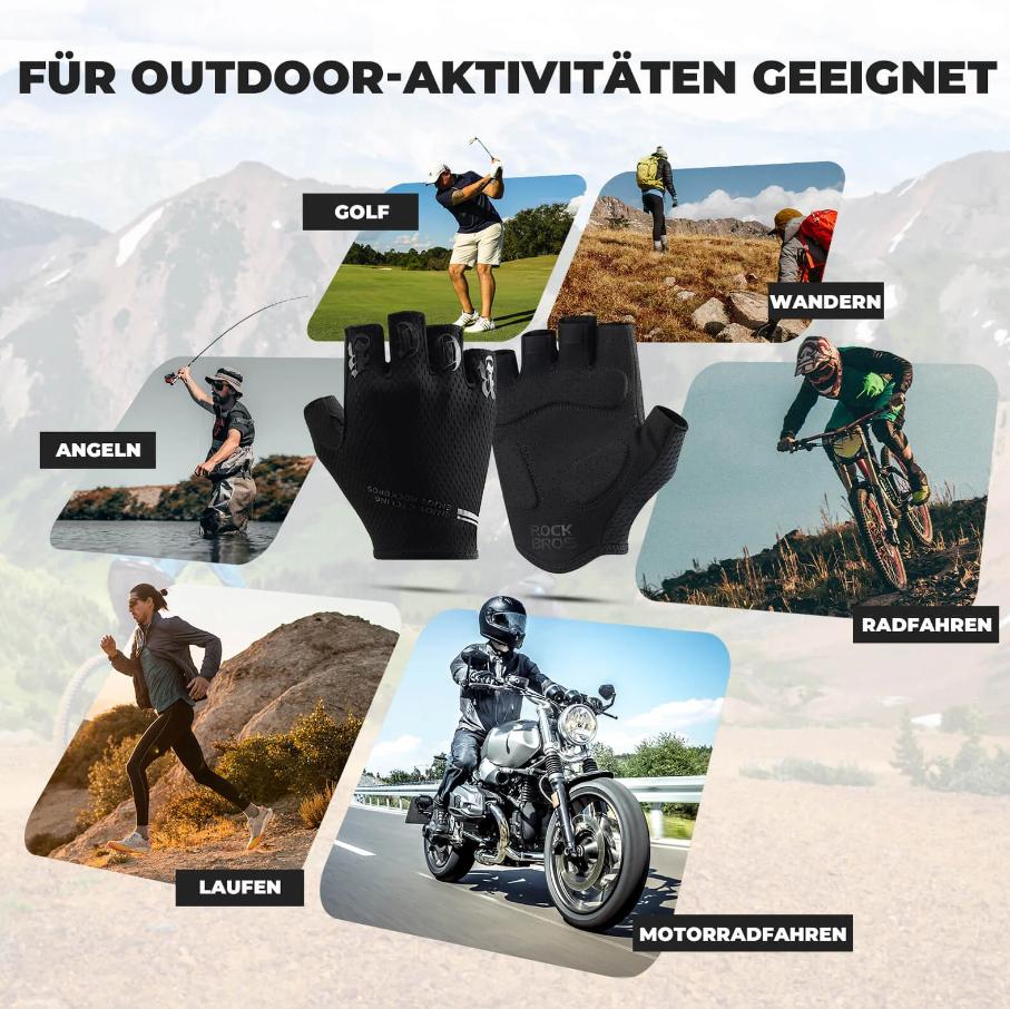 ROCKBROS Guantes de Ciclismo de Medio Dedo Antideslizantes Acolchados Absorción de Impactos Transpirables Tejido de Malla para Circulación de Aire y Comodidad Ideal para Ciclismo Correr y Senderismo