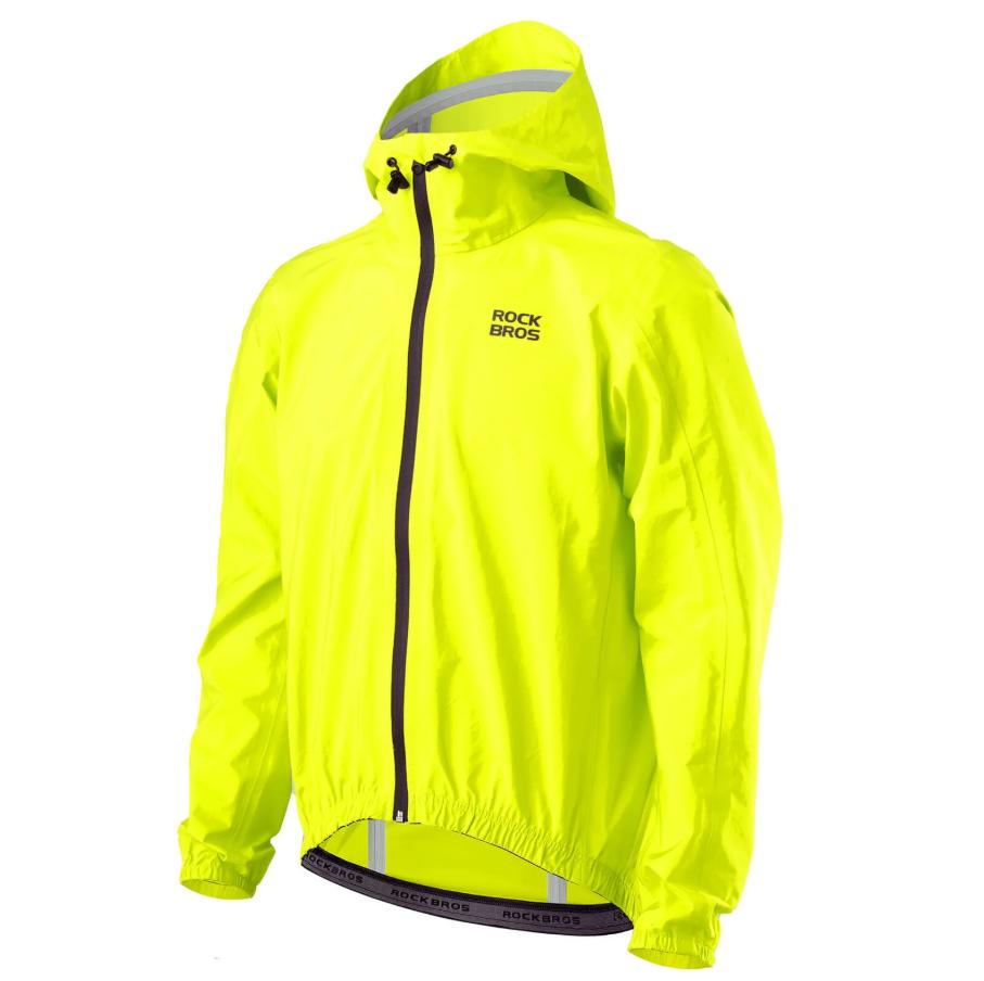 ROCKBROS Chaqueta Amarillo Neón Impermeable Ligera 0-15° Hombre Mujer Transpirable y Cómoda con Capucha Extendida y Dobladillo Elástico