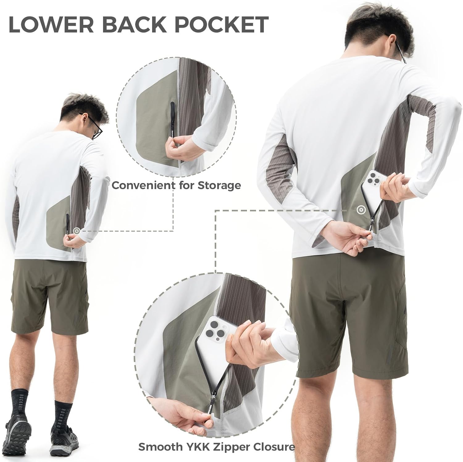 ROCKBROS camiseta de ciclismo para hombre manga larga transpirable de secado rápido con bolsillos para bicicleta de montaña y descenso MTB gris