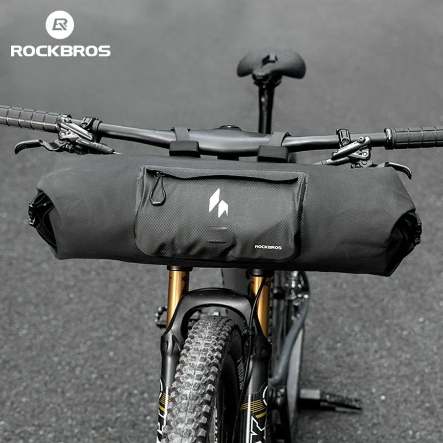 ROCKBROS bolsa de bicicleta impermeable, bolsa de manillar 8 L AS-154 RideMate con volumen extensible y fijación de 3 puntos para gravel, MTB y bicicletas plegables