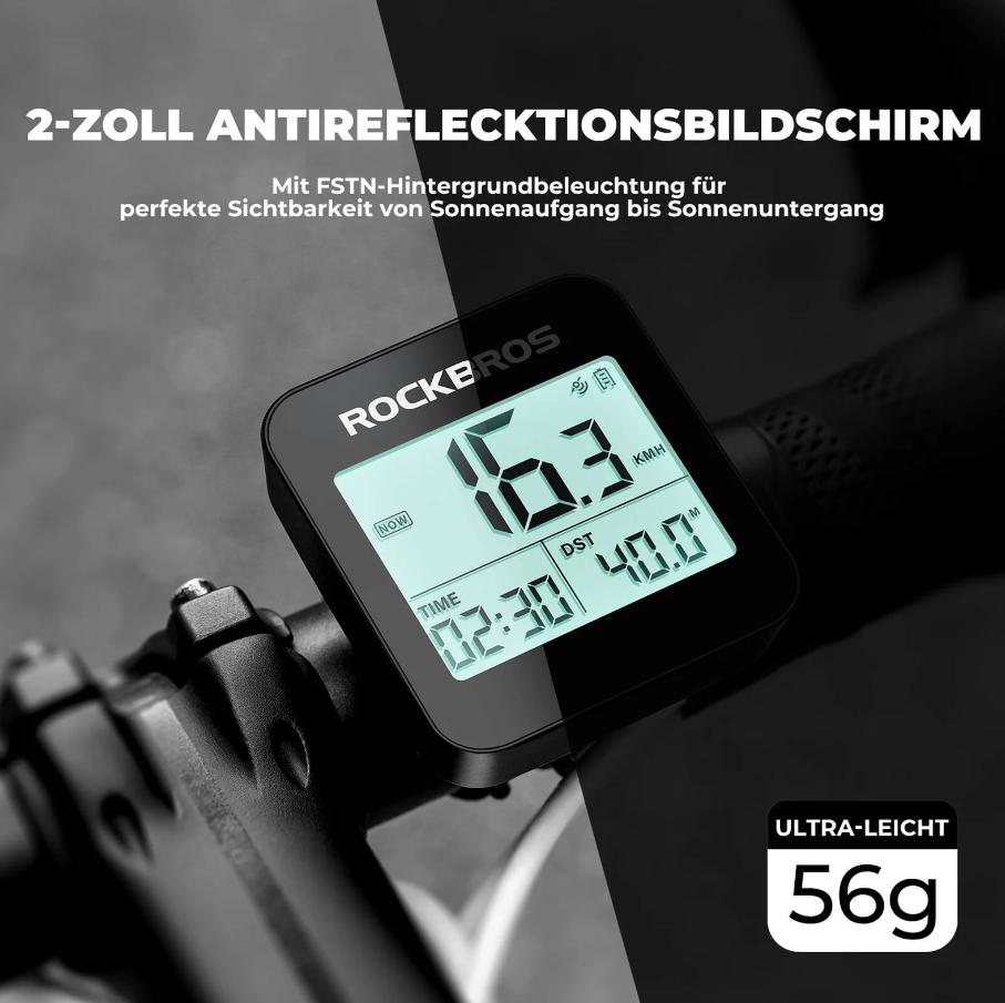 ROCKBROS computadora de bicicleta inalámbrica G1 con 35 horas de autonomía, pantalla antirreflejos de 2 inch y visualización de datos en tiempo real para uso en bicicletas de carretera y mountain bike, bicicletas urbanas, accesorios de ciclismo