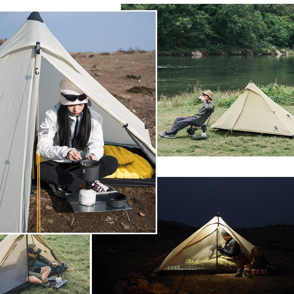 ROCKBROS tienda de campaña para exterior, impermeable, 20D, recubierta de silicona, sin estacas, con estructura de malla y diseño resistente a las roturas, para trekking y motocicleta