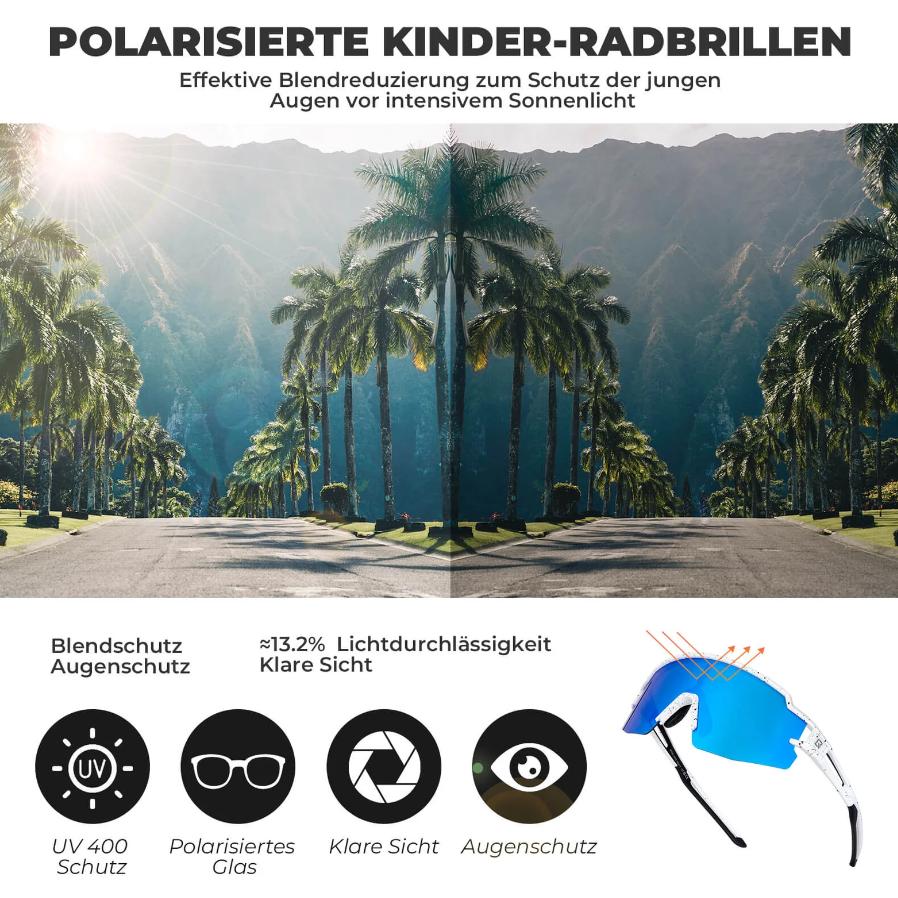 Gafas de ciclismo infantiles polarizadas con protección UV400