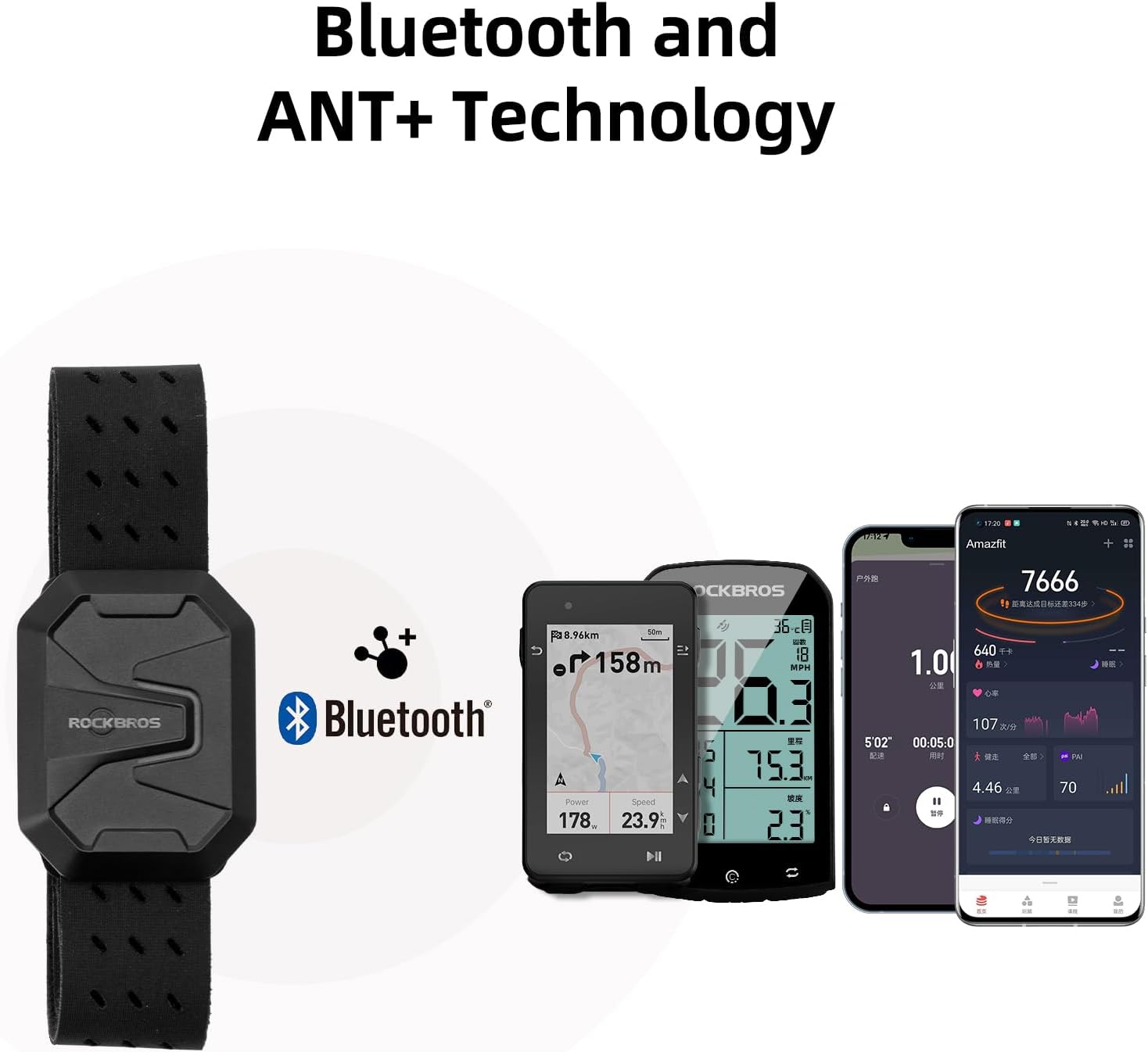 Aulsera con monitor de ritmo cardíaco, con Bluetooth ANT +