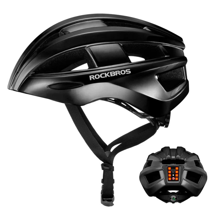 ROCKBROS Casco de Ciclismo con Luz Trasera 55-60cm, 8 Perlas LED, 3 Modos, Batería de 300 mAh, Ventilación Transpirable, Ligero y Cómodo, Incluye Módulo de Luz Trasera Incorporado