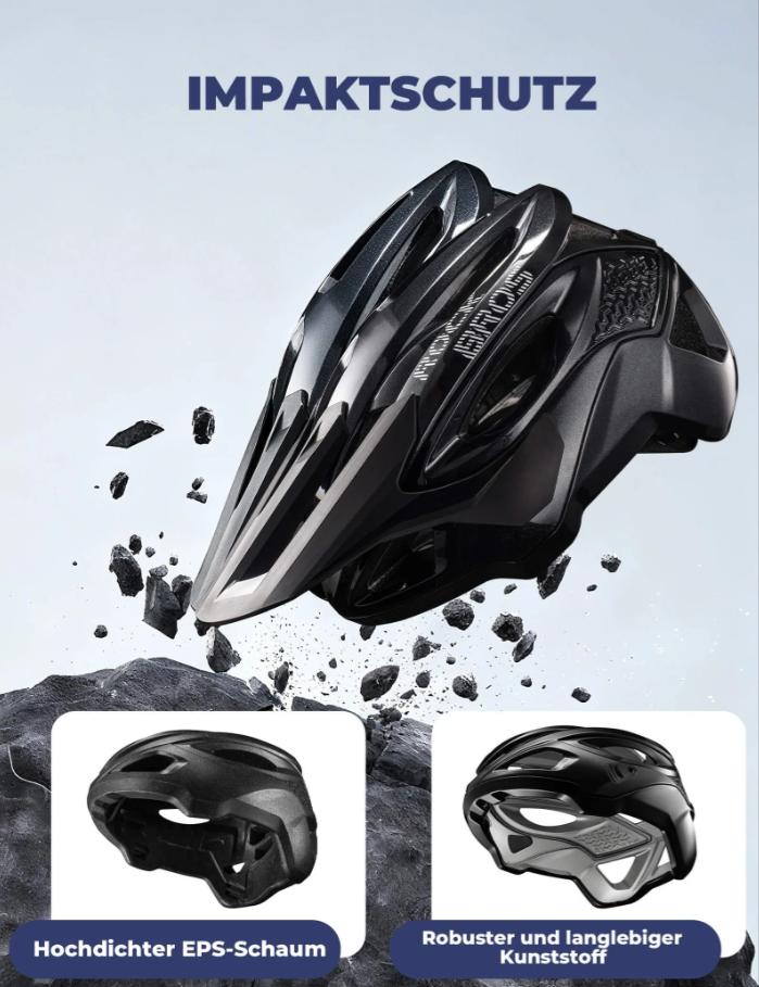 ROCKBROS casco de bicicleta certificado CE con 16 aberturas de aire y sistema de ventilación, protección contra impactos certificada, visera amplia, forro interior desmontable, ajustable para jóvenes y adultos