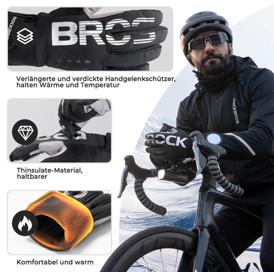Guantes de ciclismo ROCKBROS de dedos completos con función de pantalla táctil
