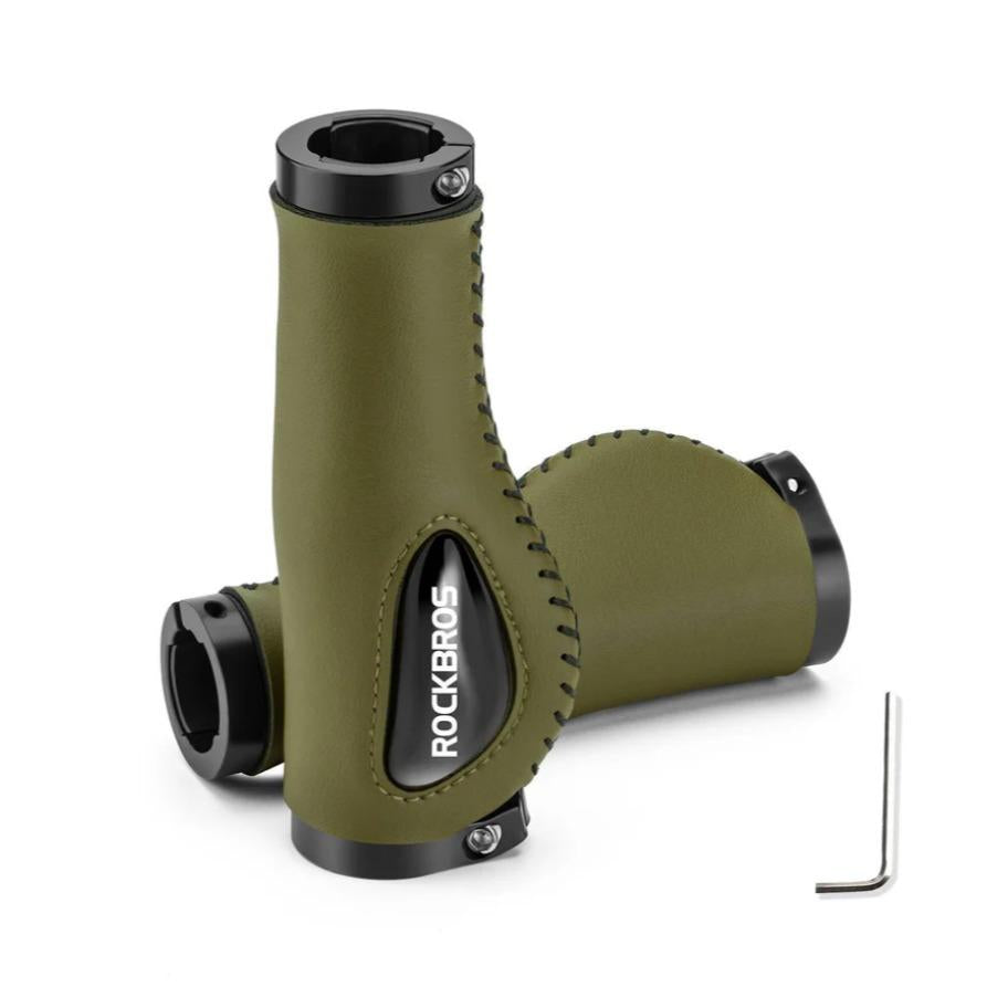 ROCKBROS empuñaduras de cuero MEGA COMODIDAD & protección del muñeco estilosas & ergonómicas empuñaduras de bicicleta para manillares de 22,2 mm MTB city bike e-bike universales para city, trekking & e-bike el tuning de bicicleta con efecto cuero