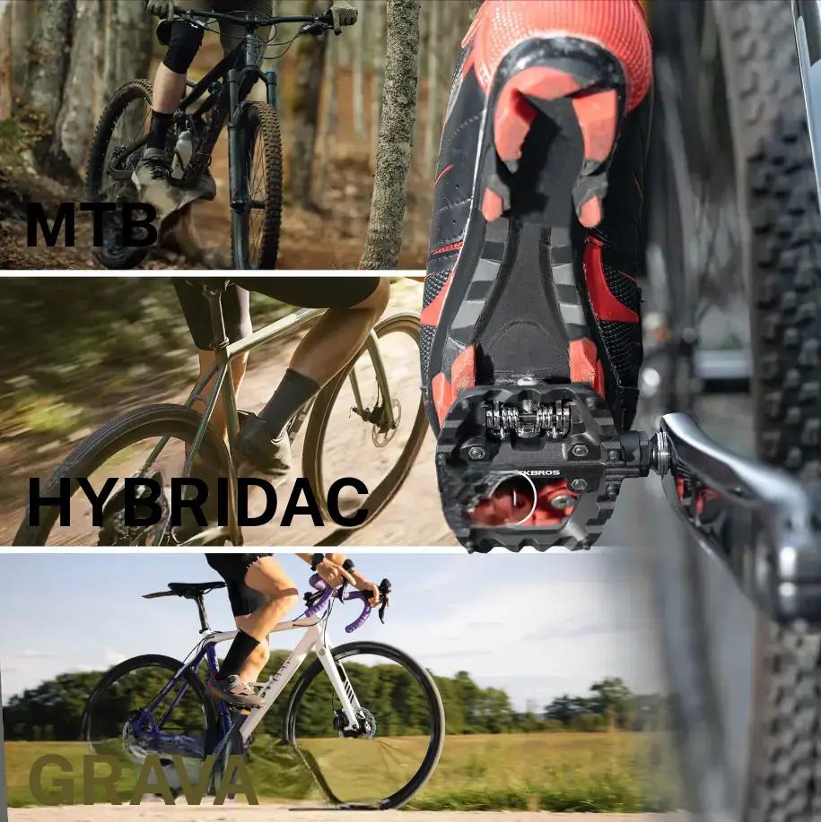 RockBros Pedal de Bicicleta de Montaña SPD Clipless Pedal y Pedal Plano 2 en 1 Incluye Tacos 9/16" con Plataforma Ancha y Pins Antideslizantes para Máxima Seguridad y Comodidad