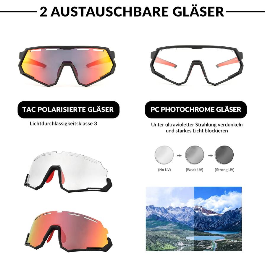 ROCKBROS Gafas Ciclismo 2 en 1 Gafas Deportivas Polarizadas & Fotocromáticas