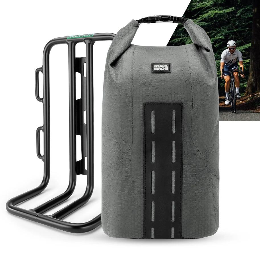 ROCKBROS Bolsa de Portaequipajes para Horquilla Delantera de 2,7 L, Impermeable, Material TPU, Diseño de Cierre enrollable, 4 Litros, Incluye Correa de 79,5 cm, Ligera y Compacta
