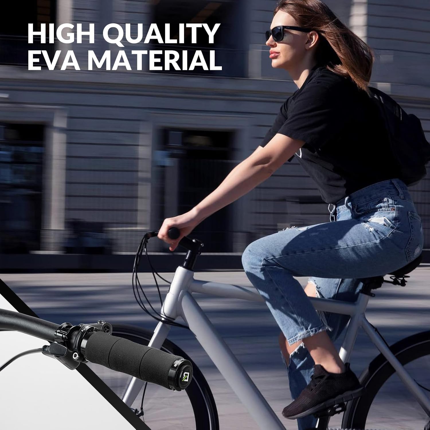 ROCKBROS manopla de bicicleta antideslizante de esponja EVA con diseño de bloqueo de aluminio, manopla para scooter y manopla para barra de dirección, manopla de bicicleta para MTB, bicicleta de carretera y trekking, e‑bike, 22 mm