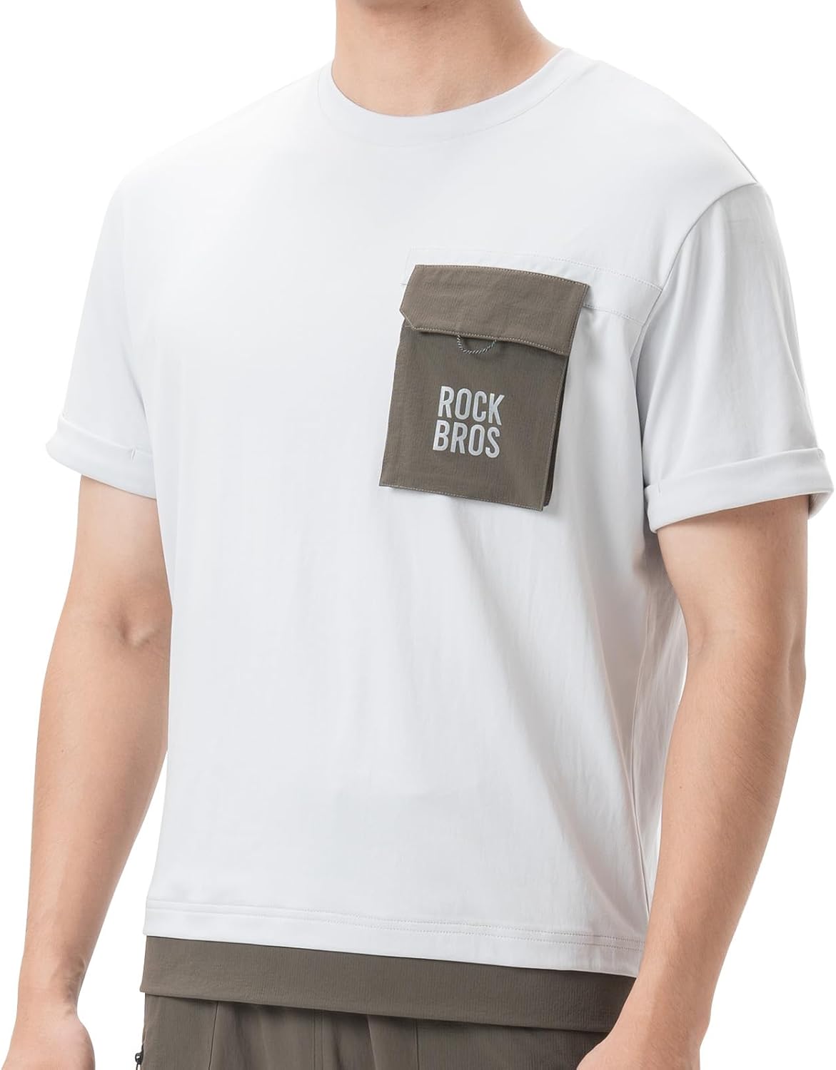 ROCKBROS camiseta de ciclismo de montaña para hombre de manga corta con bolsillo frontal magnético, transpirable y de secado rápido, para MTB, BMX, motocross y descenso (downhill).