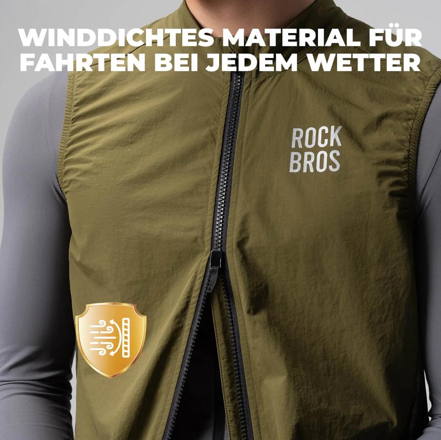 ROCKBROS chaleco de ciclismo sin mangas cortavientos y transpirable, plegable con bolsillo trasero y elementos reflectantes para la máxima libertad de movimiento